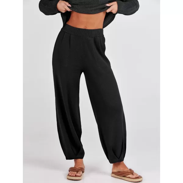 Caracilia Womens 2 Piece Outfits Sweater Sets Long Sleeve Knit Tops and Loose Pants Classy Matching Tracksuit Lounge Sets