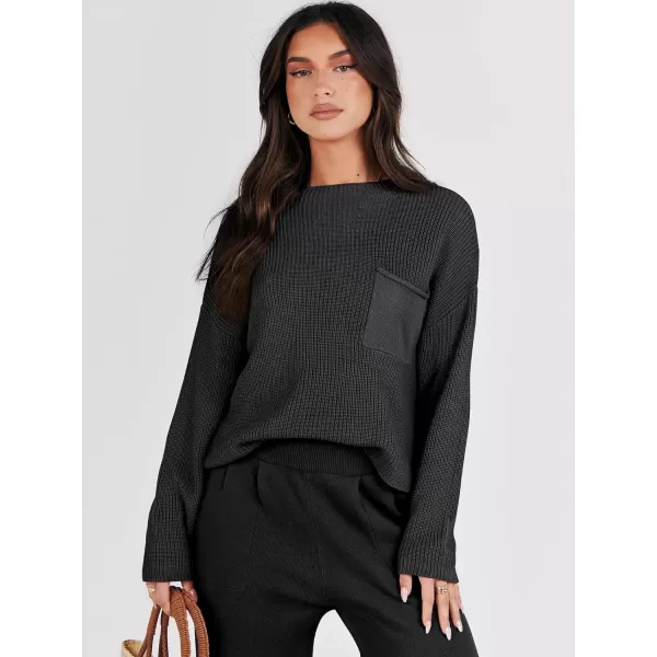 Caracilia Womens 2 Piece Outfits Sweater Sets Long Sleeve Knit Tops and Loose Pants Classy Matching Tracksuit Lounge Sets