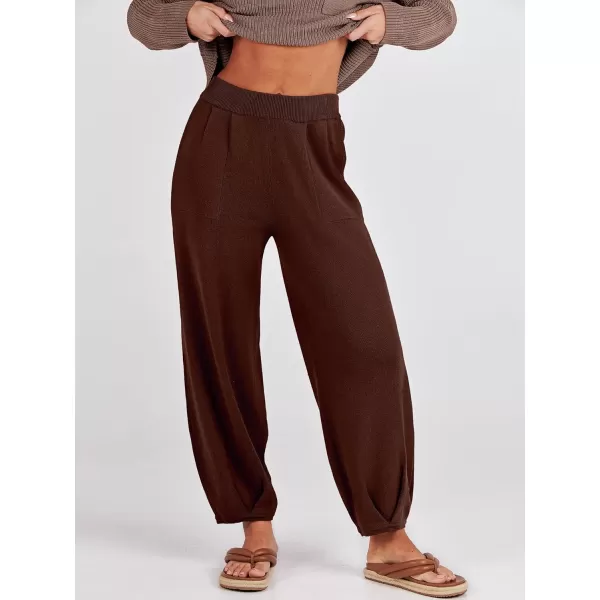 Caracilia Womens 2 Piece Outfits Sweater Sets Long Sleeve Knit Tops and Loose Pants Classy Matching Tracksuit Lounge Sets