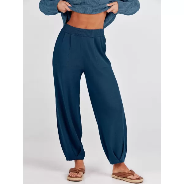 Caracilia Womens 2 Piece Outfits Sweater Sets Long Sleeve Knit Tops and Loose Pants Classy Matching Tracksuit Lounge Sets