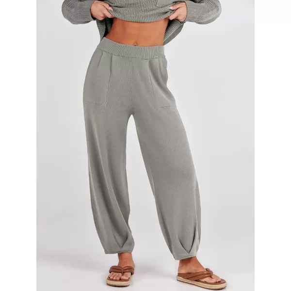 Caracilia Womens 2 Piece Outfits Sweater Sets Long Sleeve Knit Tops and Loose Pants Classy Matching Tracksuit Lounge Sets
