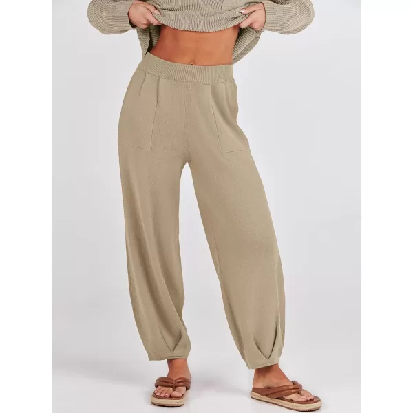Caracilia Womens 2 Piece Outfits Sweater Sets Long Sleeve Knit Tops and Loose Pants Classy Matching Tracksuit Lounge Sets