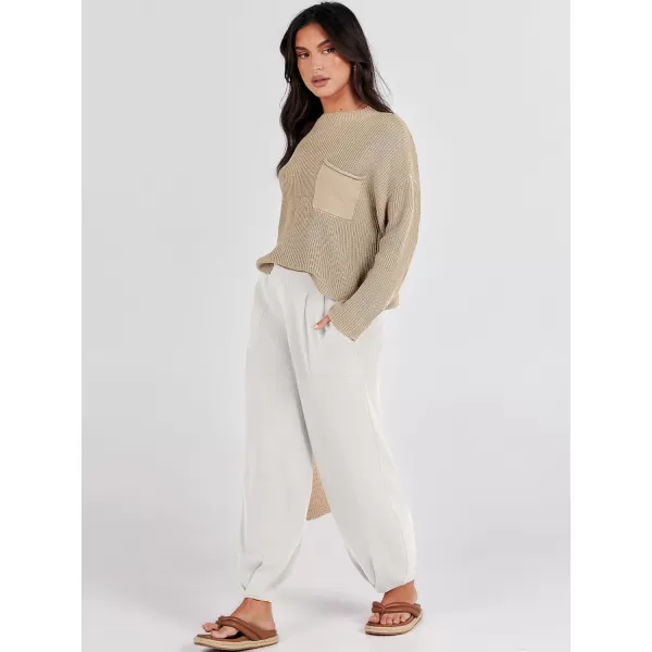 Caracilia Womens 2 Piece Outfits Sweater Sets Long Sleeve Knit Tops and Loose Pants Classy Matching Tracksuit Lounge Sets