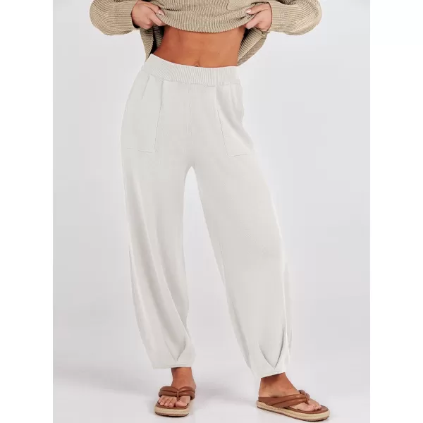 Caracilia Womens 2 Piece Outfits Sweater Sets Long Sleeve Knit Tops and Loose Pants Classy Matching Tracksuit Lounge Sets