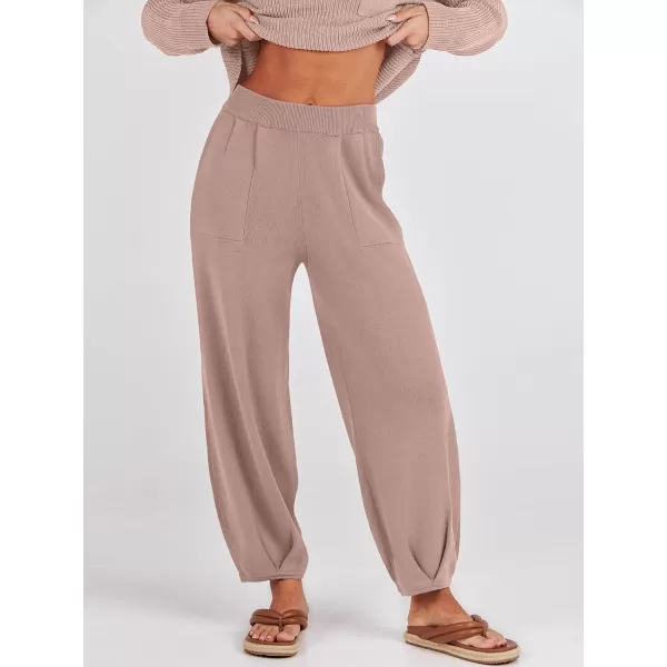 Caracilia Womens 2 Piece Outfits Sweater Sets Long Sleeve Knit Tops and Loose Pants Classy Matching Tracksuit Lounge Sets