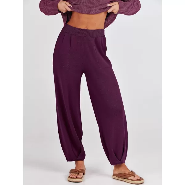 Caracilia Womens 2 Piece Outfits Sweater Sets Long Sleeve Knit Tops and Loose Pants Classy Matching Tracksuit Lounge Sets