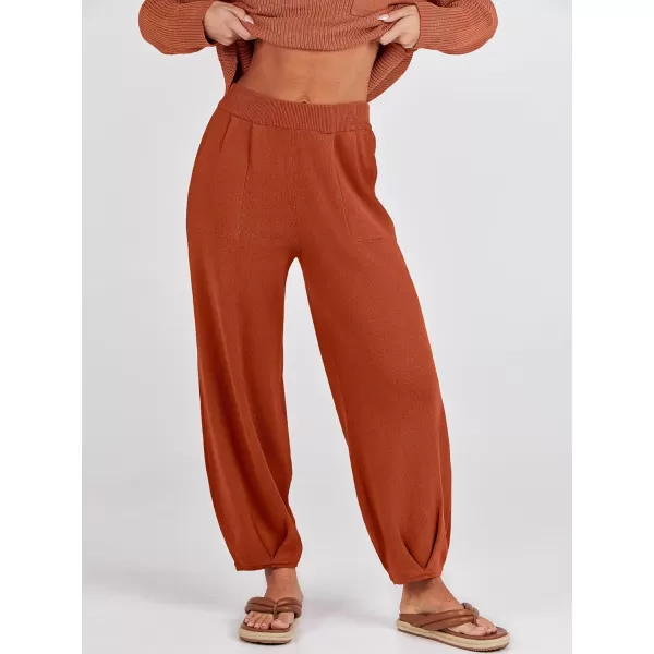 Caracilia Womens 2 Piece Outfits Sweater Sets Long Sleeve Knit Tops and Loose Pants Classy Matching Tracksuit Lounge Sets