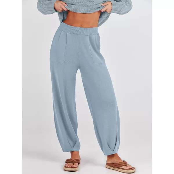 Caracilia Womens 2 Piece Outfits Sweater Sets Long Sleeve Knit Tops and Loose Pants Classy Matching Tracksuit Lounge Sets