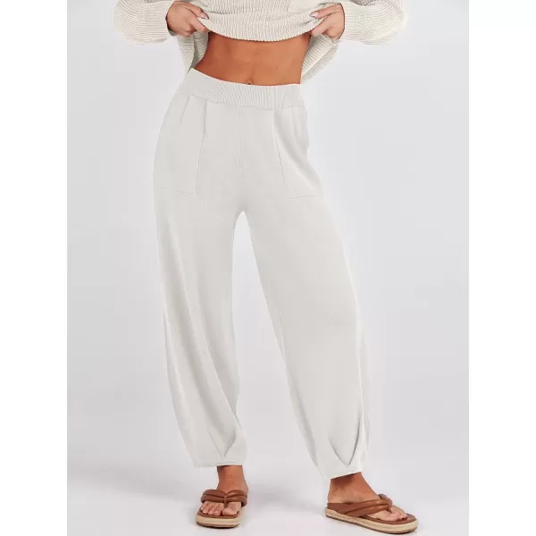 Caracilia Womens 2 Piece Outfits Sweater Sets Long Sleeve Knit Tops and Loose Pants Classy Matching Tracksuit Lounge Sets