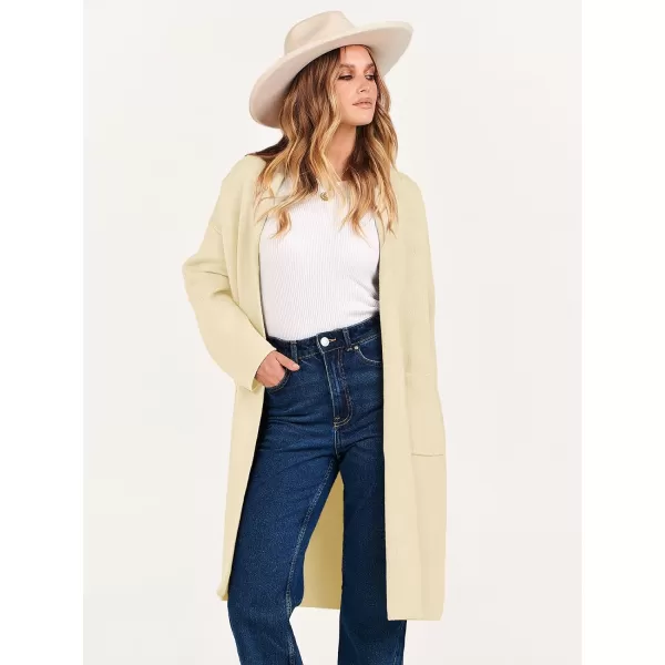 Caracilia Women's 2023 Fall Cardigan Sweater Long Sleeve Open Front Lapel Casual Knit Coatigan Jacket Coat with Pockets