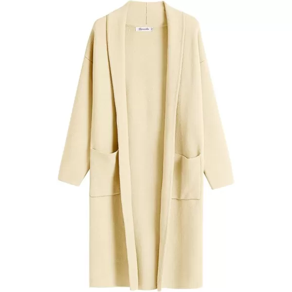 Caracilia Women's 2023 Fall Cardigan Sweater Long Sleeve Open Front Lapel Casual Knit Coatigan Jacket Coat with Pockets