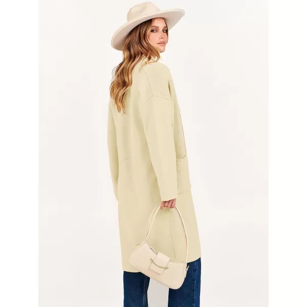 Caracilia Women's 2023 Fall Cardigan Sweater Long Sleeve Open Front Lapel Casual Knit Coatigan Jacket Coat with Pockets