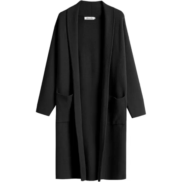 Caracilia Women's 2023 Fall Cardigan Sweater Long Sleeve Open Front Lapel Casual Knit Coatigan Jacket Coat with Pockets