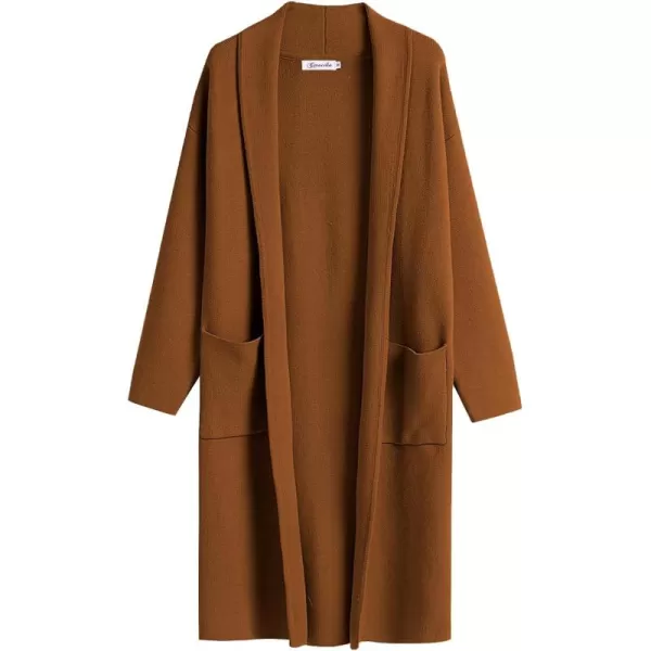 Caracilia Women's 2023 Fall Cardigan Sweater Long Sleeve Open Front Lapel Casual Knit Coatigan Jacket Coat with Pockets