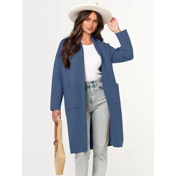 Caracilia Women's 2023 Fall Cardigan Sweater Long Sleeve Open Front Lapel Casual Knit Coatigan Jacket Coat with Pockets