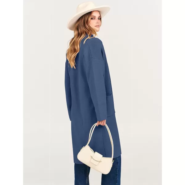 Caracilia Women's 2023 Fall Cardigan Sweater Long Sleeve Open Front Lapel Casual Knit Coatigan Jacket Coat with Pockets