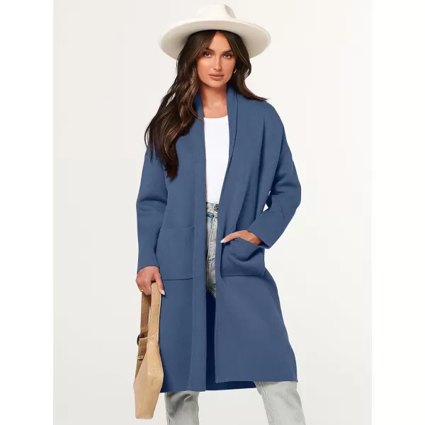 Caracilia Women's 2023 Fall Cardigan Sweater Long Sleeve Open Front Lapel Casual Knit Coatigan Jacket Coat with Pockets