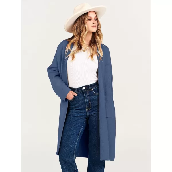 Caracilia Women's 2023 Fall Cardigan Sweater Long Sleeve Open Front Lapel Casual Knit Coatigan Jacket Coat with Pockets