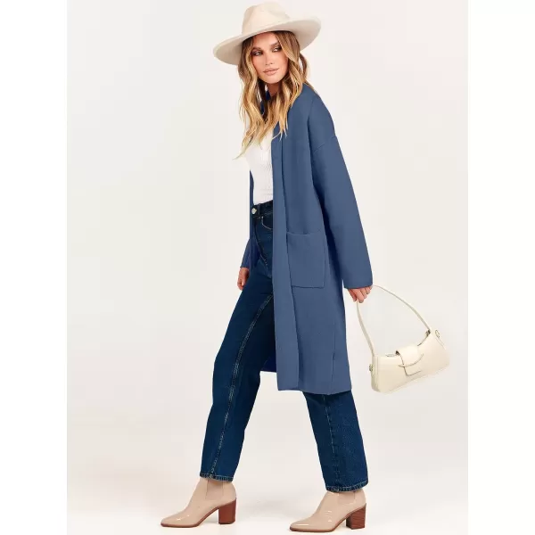 Caracilia Women's 2023 Fall Cardigan Sweater Long Sleeve Open Front Lapel Casual Knit Coatigan Jacket Coat with Pockets