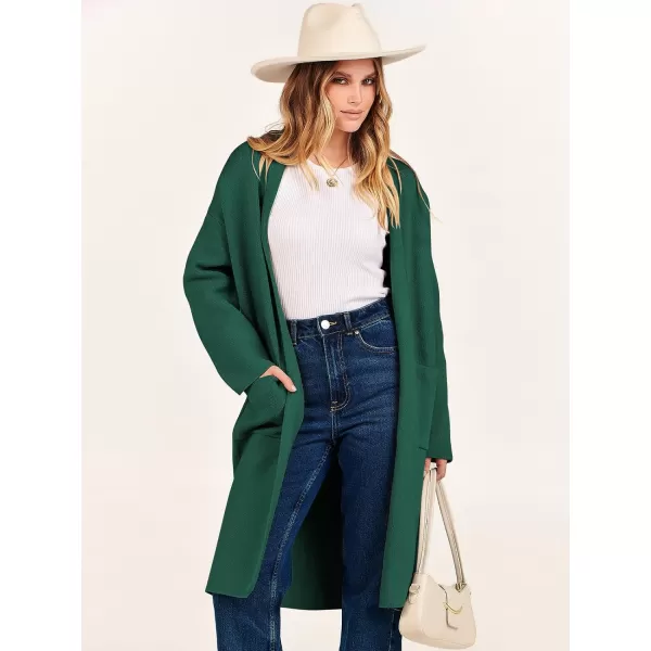 Caracilia Women's 2023 Fall Cardigan Sweater Long Sleeve Open Front Lapel Casual Knit Coatigan Jacket Coat with Pockets