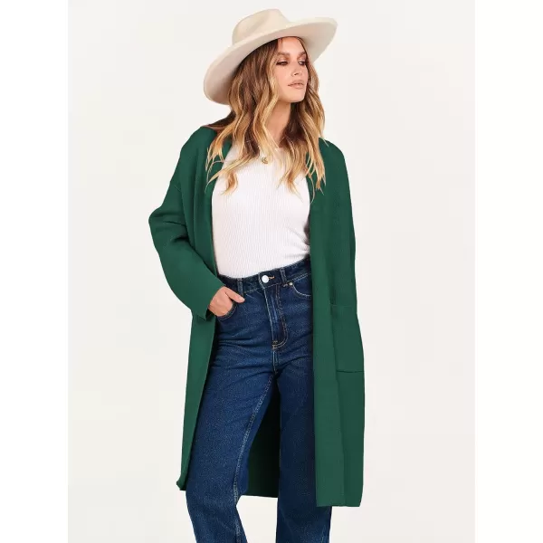 Caracilia Women's 2023 Fall Cardigan Sweater Long Sleeve Open Front Lapel Casual Knit Coatigan Jacket Coat with Pockets