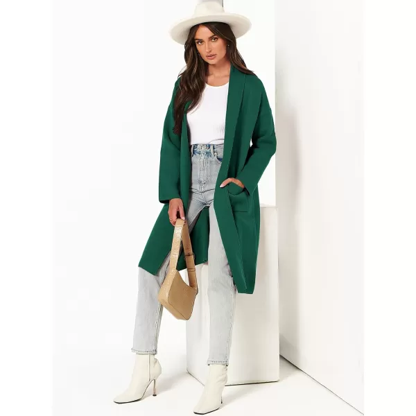 Caracilia Women's 2023 Fall Cardigan Sweater Long Sleeve Open Front Lapel Casual Knit Coatigan Jacket Coat with Pockets