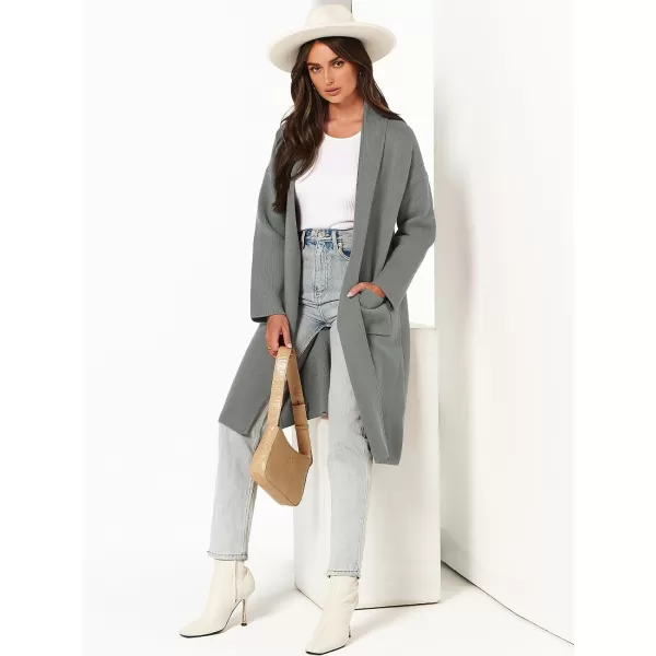 Caracilia Women's 2023 Fall Cardigan Sweater Long Sleeve Open Front Lapel Casual Knit Coatigan Jacket Coat with Pockets