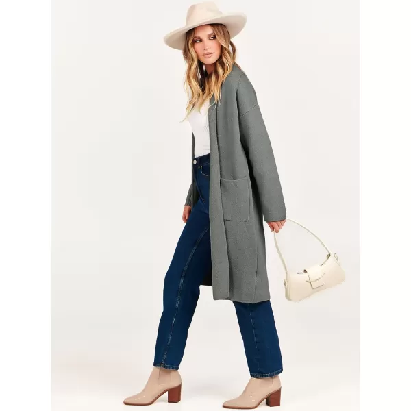 Caracilia Women's 2023 Fall Cardigan Sweater Long Sleeve Open Front Lapel Casual Knit Coatigan Jacket Coat with Pockets