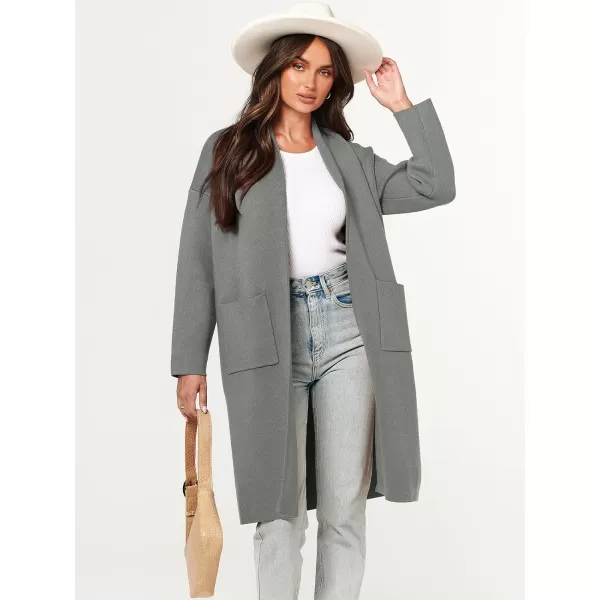 Caracilia Women's 2023 Fall Cardigan Sweater Long Sleeve Open Front Lapel Casual Knit Coatigan Jacket Coat with Pockets