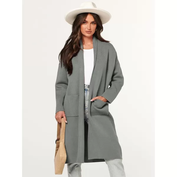 Caracilia Women's 2023 Fall Cardigan Sweater Long Sleeve Open Front Lapel Casual Knit Coatigan Jacket Coat with Pockets