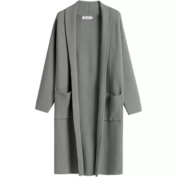 Caracilia Women's 2023 Fall Cardigan Sweater Long Sleeve Open Front Lapel Casual Knit Coatigan Jacket Coat with Pockets