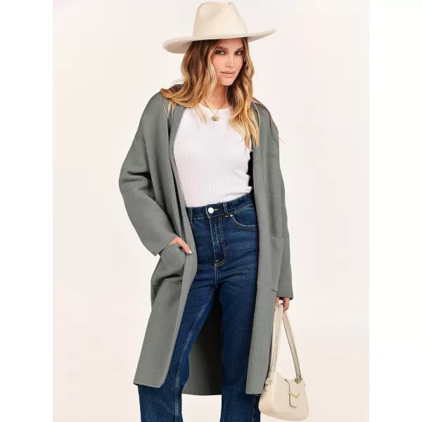 Caracilia Women's 2023 Fall Cardigan Sweater Long Sleeve Open Front Lapel Casual Knit Coatigan Jacket Coat with Pockets