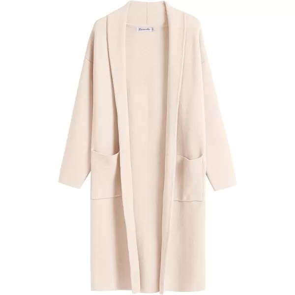 Caracilia Women's 2023 Fall Cardigan Sweater Long Sleeve Open Front Lapel Casual Knit Coatigan Jacket Coat with Pockets