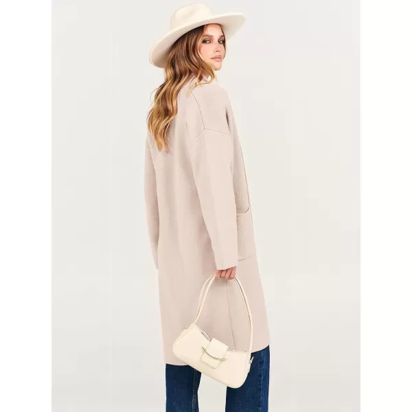 Caracilia Women's 2023 Fall Cardigan Sweater Long Sleeve Open Front Lapel Casual Knit Coatigan Jacket Coat with Pockets