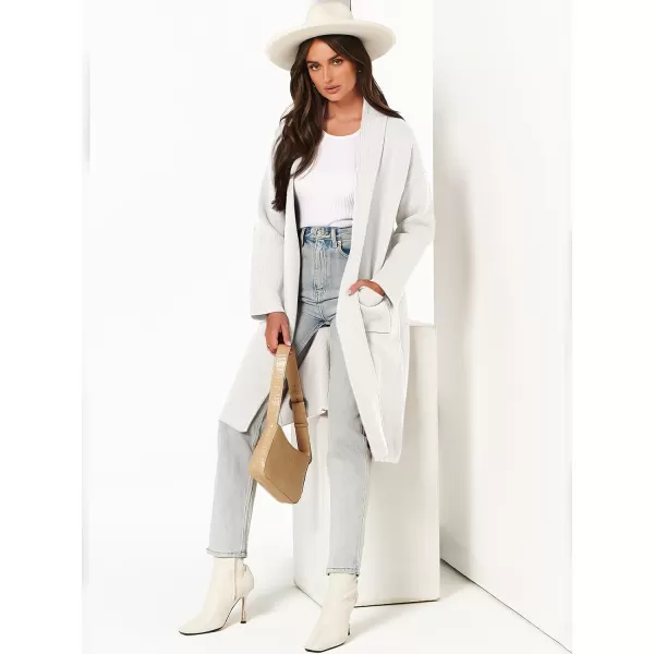 Caracilia Women's 2023 Fall Cardigan Sweater Long Sleeve Open Front Lapel Casual Knit Coatigan Jacket Coat with Pockets
