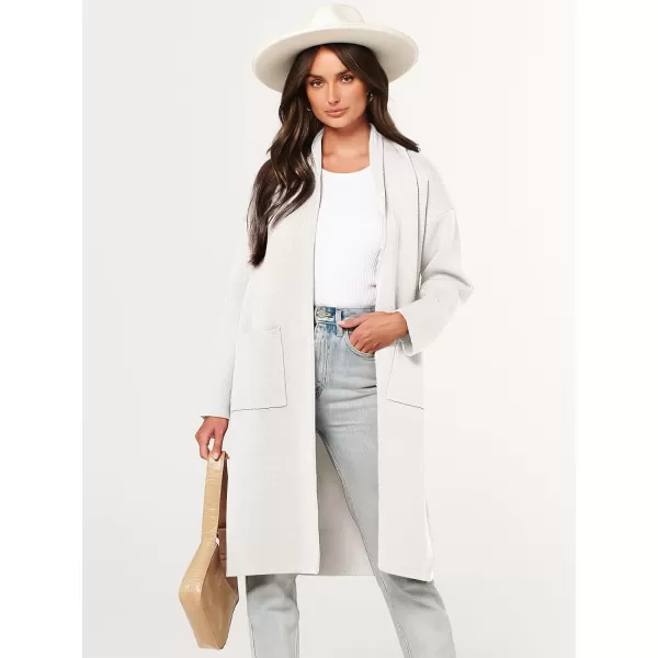Caracilia Women's 2023 Fall Cardigan Sweater Long Sleeve Open Front Lapel Casual Knit Coatigan Jacket Coat with Pockets