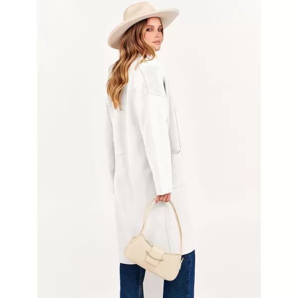 Caracilia Women's 2023 Fall Cardigan Sweater Long Sleeve Open Front Lapel Casual Knit Coatigan Jacket Coat with Pockets