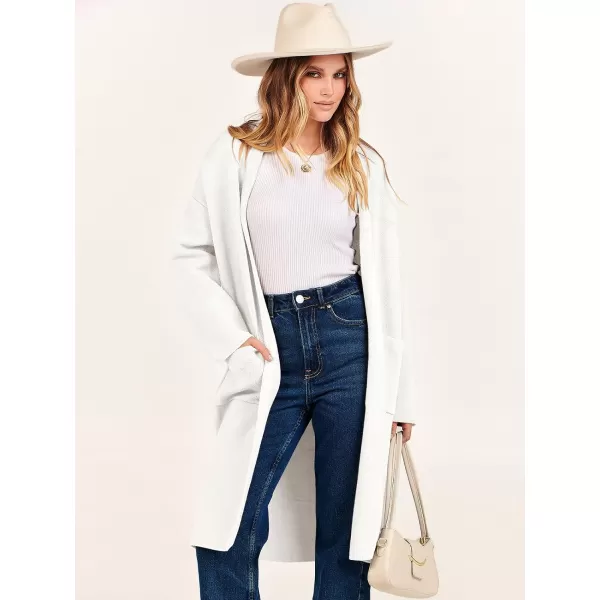 Caracilia Women's 2023 Fall Cardigan Sweater Long Sleeve Open Front Lapel Casual Knit Coatigan Jacket Coat with Pockets