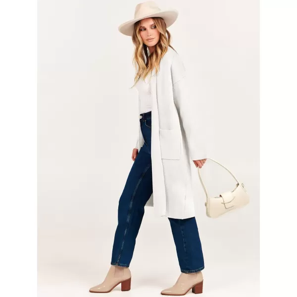 Caracilia Women's 2023 Fall Cardigan Sweater Long Sleeve Open Front Lapel Casual Knit Coatigan Jacket Coat with Pockets