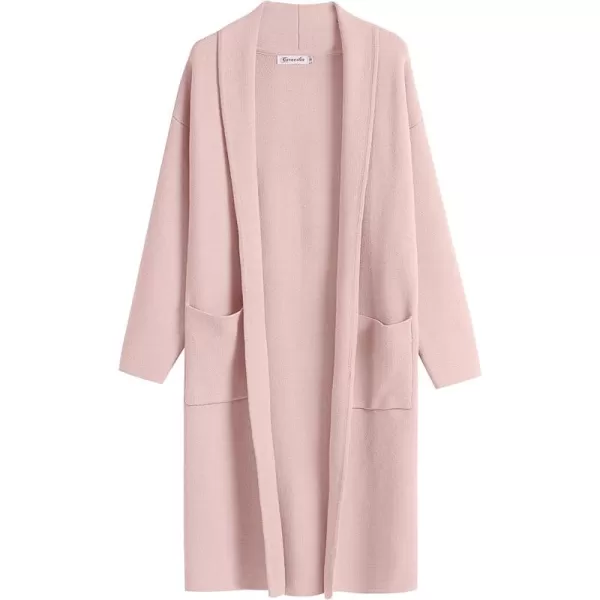Caracilia Women's 2023 Fall Cardigan Sweater Long Sleeve Open Front Lapel Casual Knit Coatigan Jacket Coat with Pockets