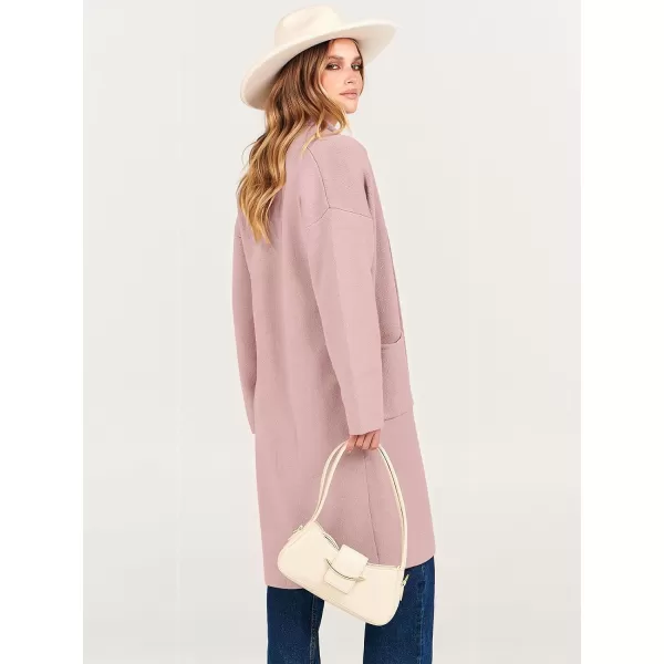 Caracilia Women's 2023 Fall Cardigan Sweater Long Sleeve Open Front Lapel Casual Knit Coatigan Jacket Coat with Pockets