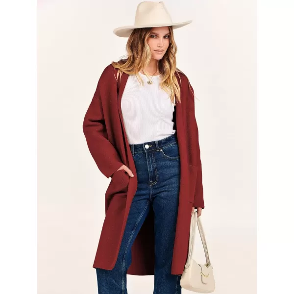 Caracilia Women's 2023 Fall Cardigan Sweater Long Sleeve Open Front Lapel Casual Knit Coatigan Jacket Coat with Pockets