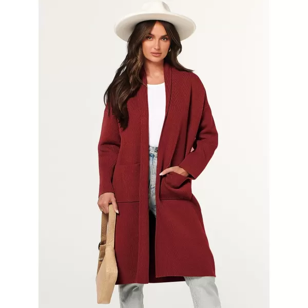 Caracilia Women's 2023 Fall Cardigan Sweater Long Sleeve Open Front Lapel Casual Knit Coatigan Jacket Coat with Pockets
