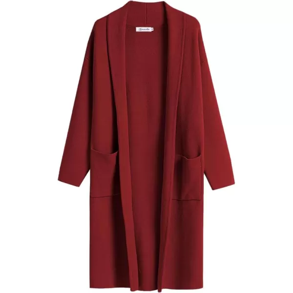 Caracilia Women's 2023 Fall Cardigan Sweater Long Sleeve Open Front Lapel Casual Knit Coatigan Jacket Coat with Pockets