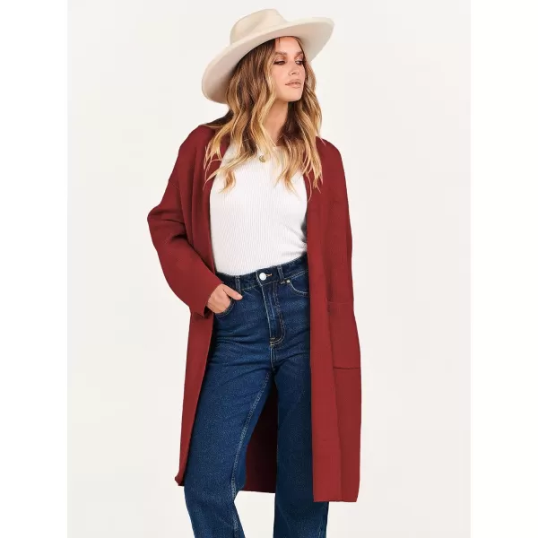Caracilia Women's 2023 Fall Cardigan Sweater Long Sleeve Open Front Lapel Casual Knit Coatigan Jacket Coat with Pockets