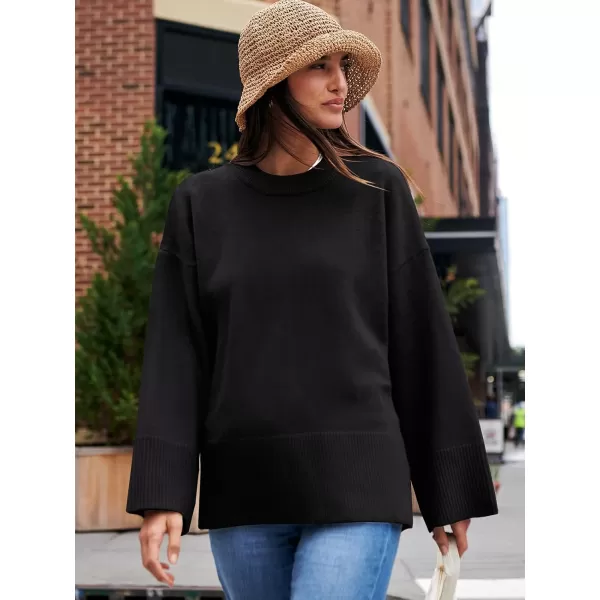 Caracilia Women's 2023 Fall Winter Oversized Long Sleeve Crew Neck Knit Casual Loose Pullover Sweater Top