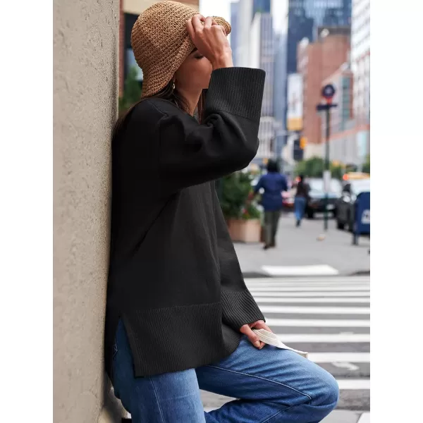 Caracilia Women's 2023 Fall Winter Oversized Long Sleeve Crew Neck Knit Casual Loose Pullover Sweater Top