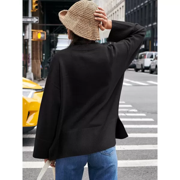 Caracilia Women's 2023 Fall Winter Oversized Long Sleeve Crew Neck Knit Casual Loose Pullover Sweater Top