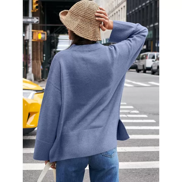 Caracilia Women's 2023 Fall Winter Oversized Long Sleeve Crew Neck Knit Casual Loose Pullover Sweater Top
