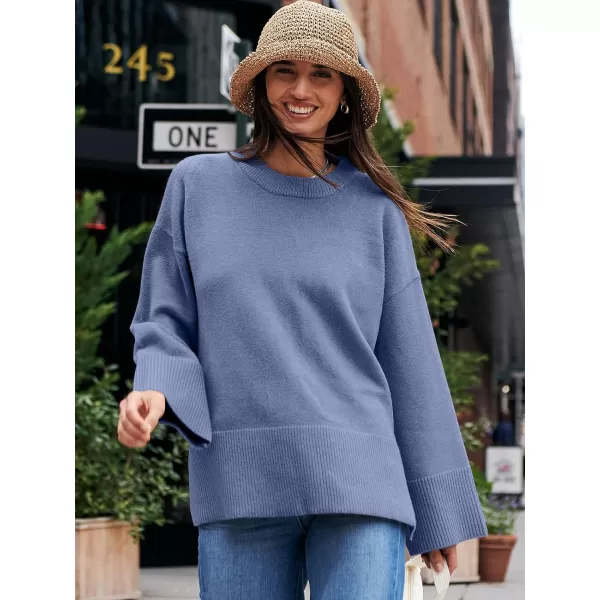 Caracilia Women's 2023 Fall Winter Oversized Long Sleeve Crew Neck Knit Casual Loose Pullover Sweater Top